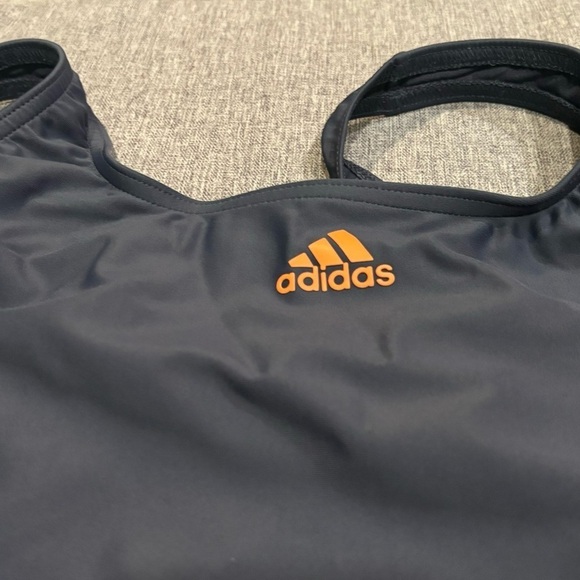 adidas Women's Standard 3-Stripes Swimsuit, Gray/Coral, Size 6 - Picture 6 of 6